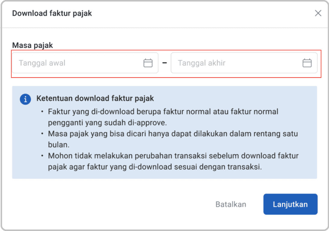 Download Faktur Keluaran (Unduh Faktur Keluaran) di Fitur Bulk Download