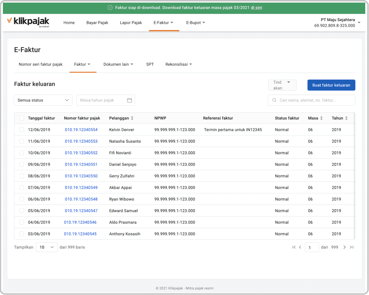 Download Faktur Keluaran (Unduh Faktur Keluaran) di Fitur Bulk Download