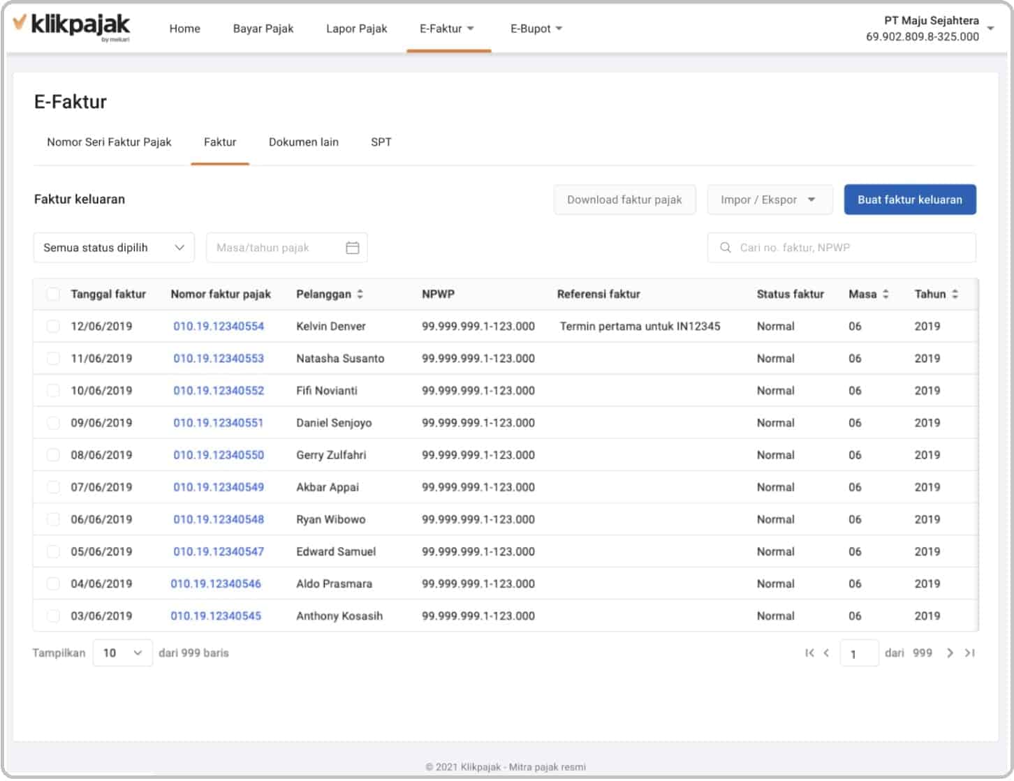 Fitur Bulk Download Faktur Keluaran