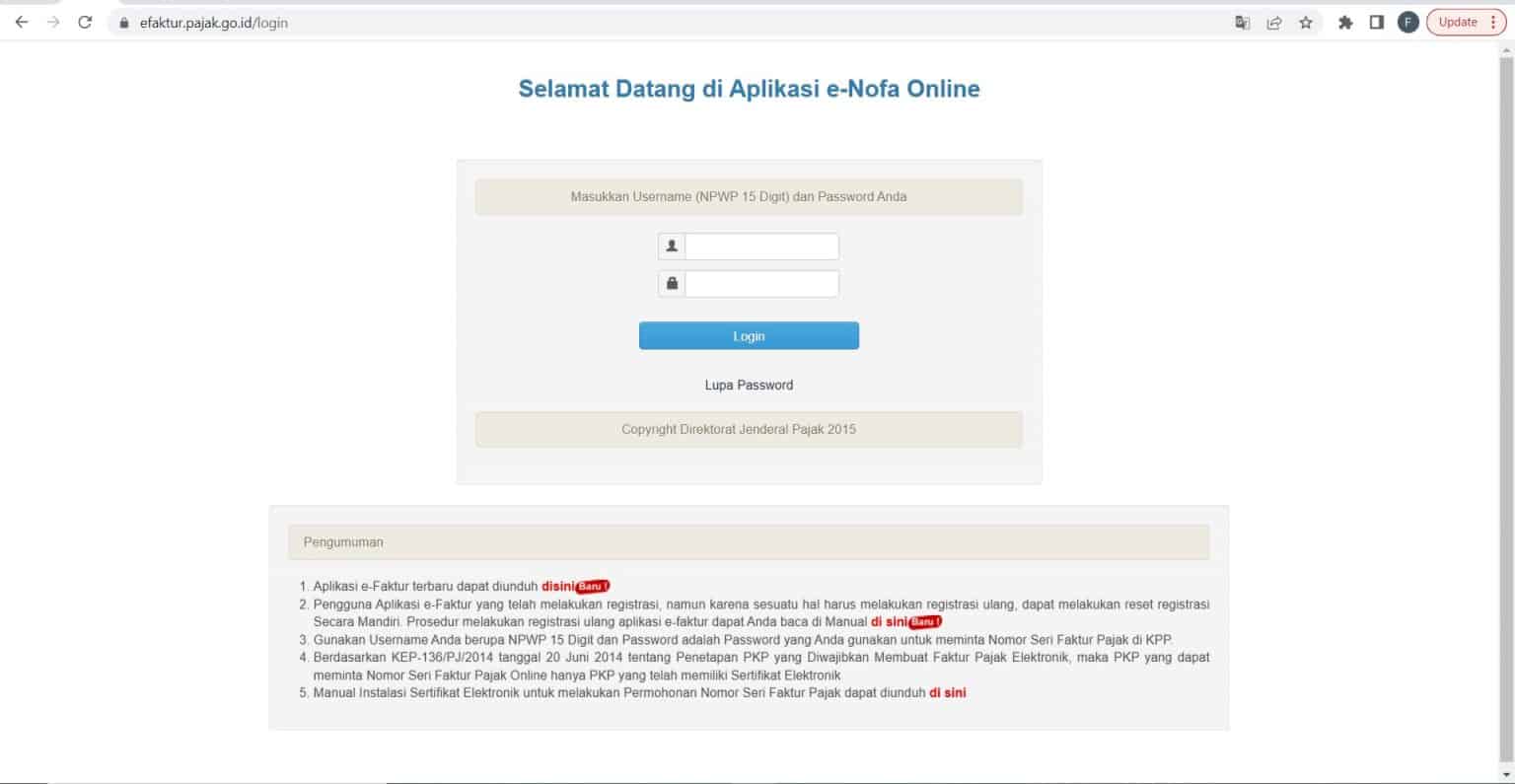 ENofa Pajak Dan Aturan Baru Pemberian NSFP Di E Nofa Online