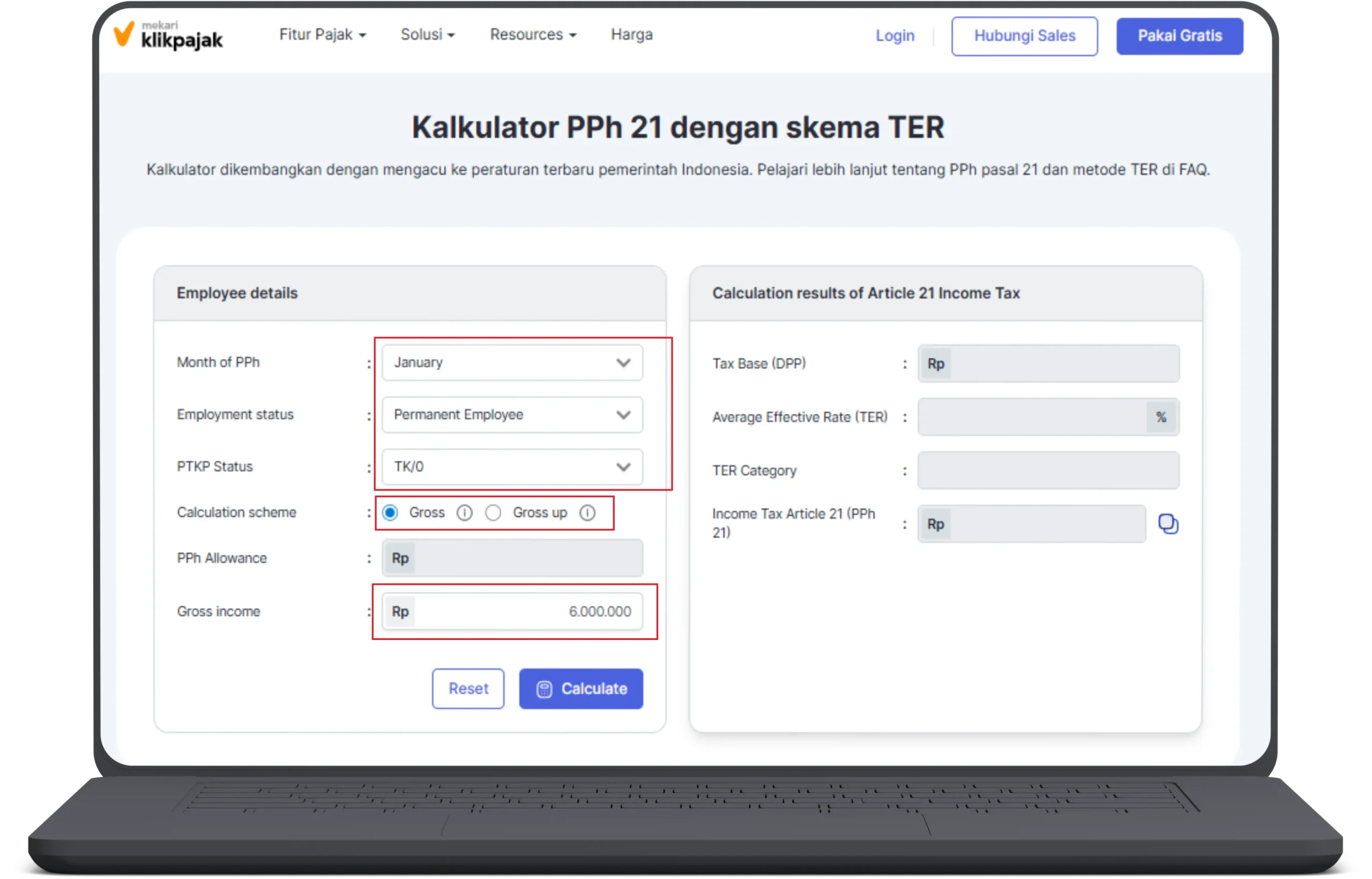 Kalkulator PPh 21 TER a