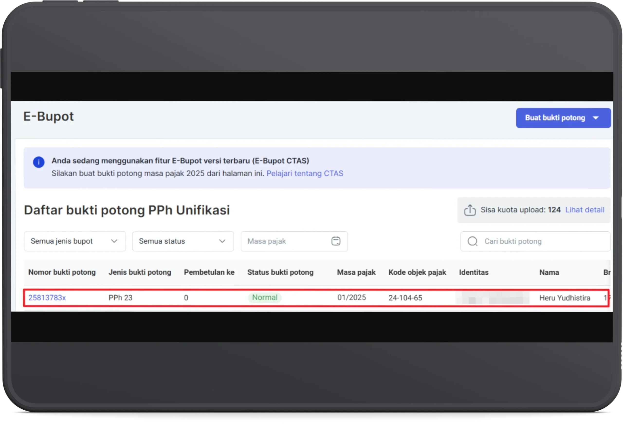 Buat bukti potong pph unifikasi 10