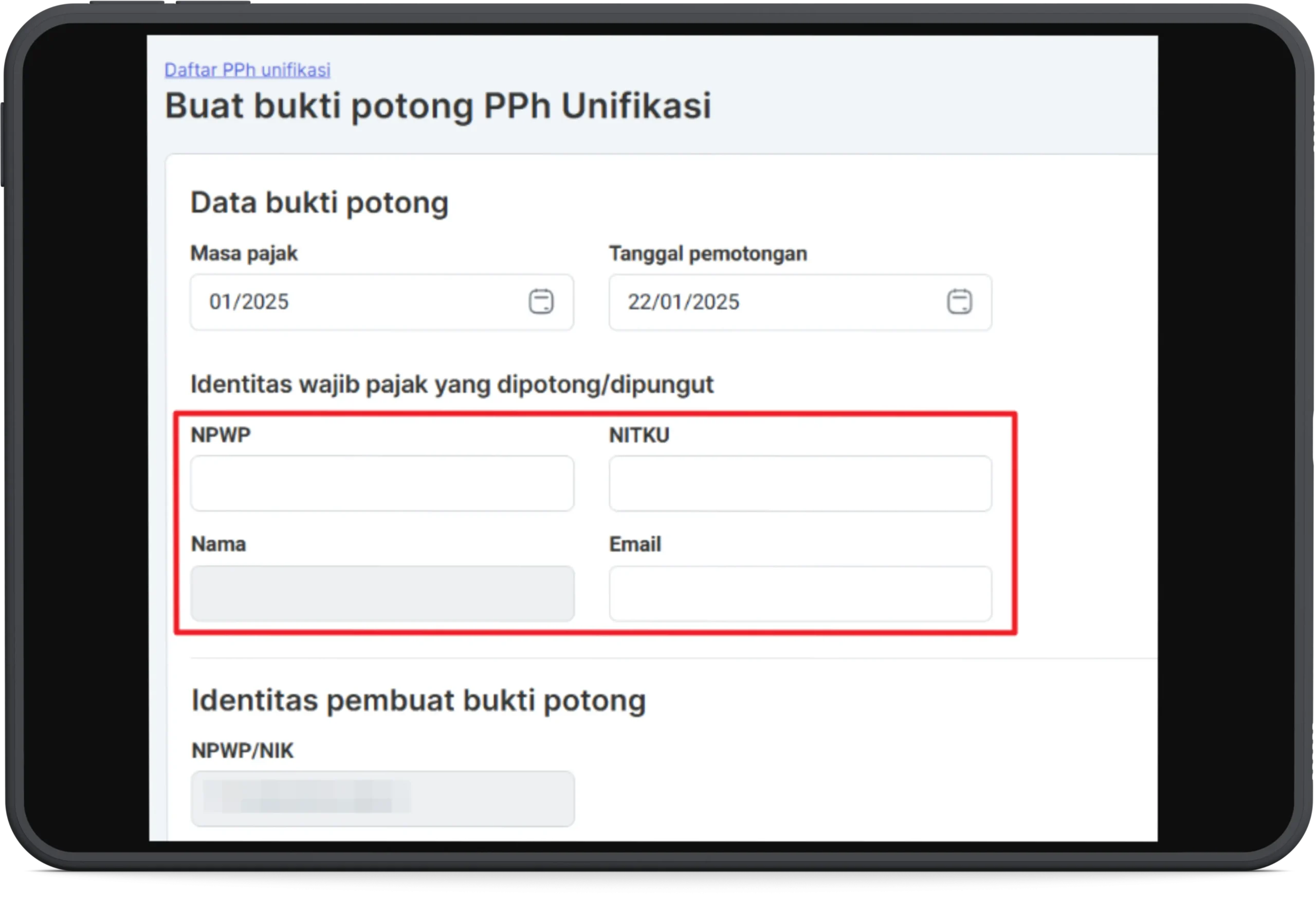 Bukti bukti potong pph unifikasi 3