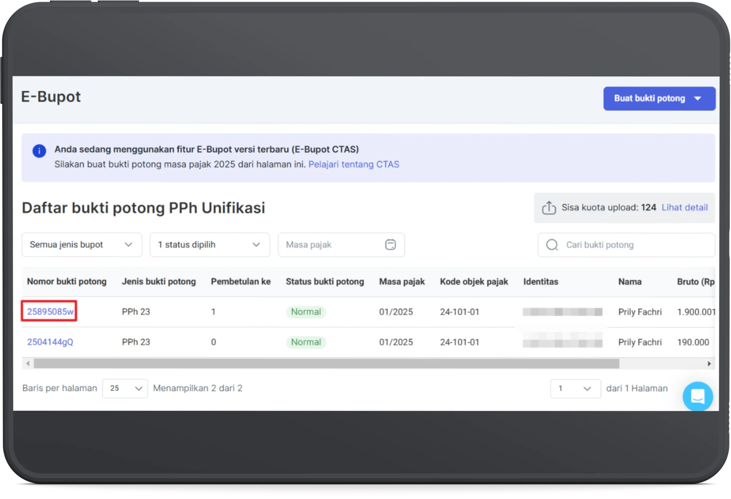 Cara hapus ebupot unifikasi