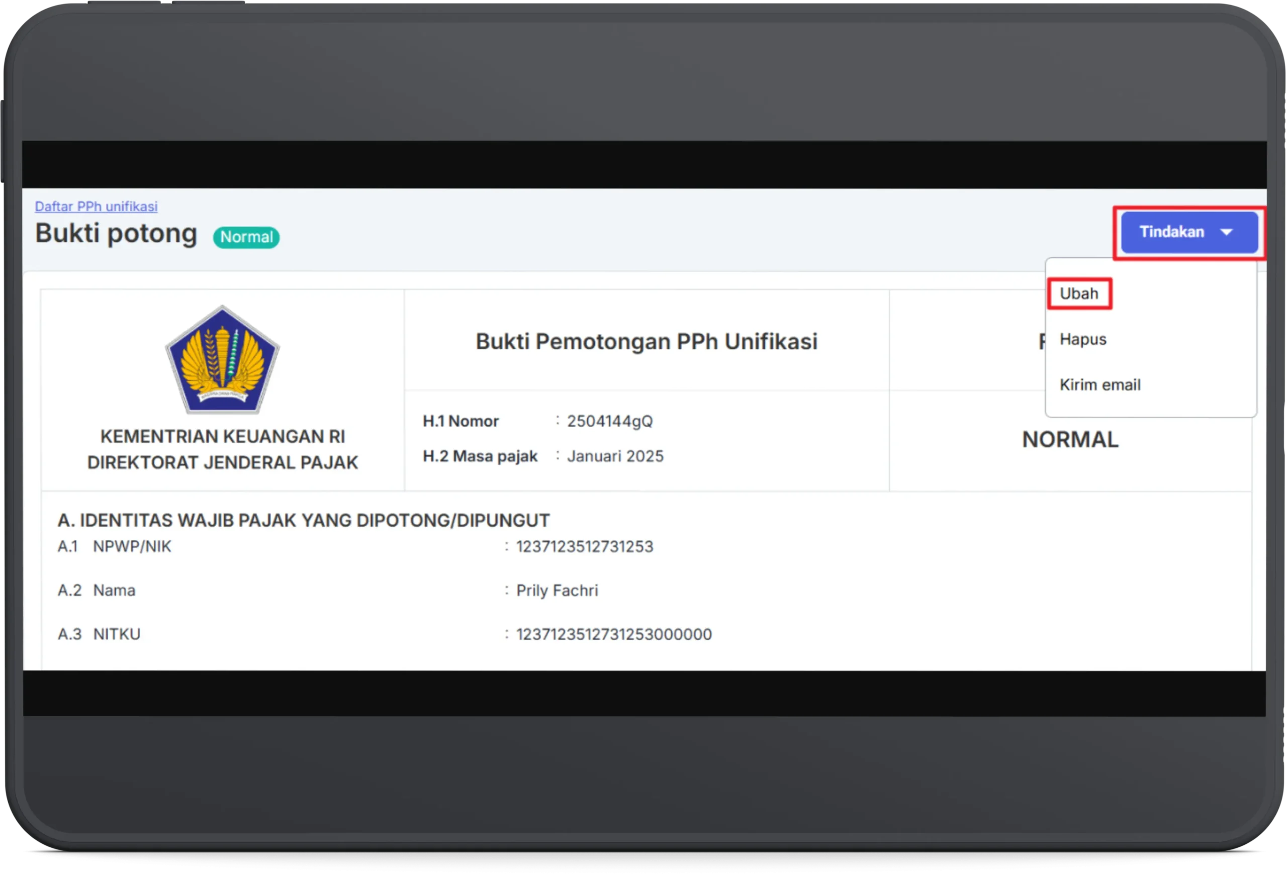 Cara ubah ebupot unifikasi 1