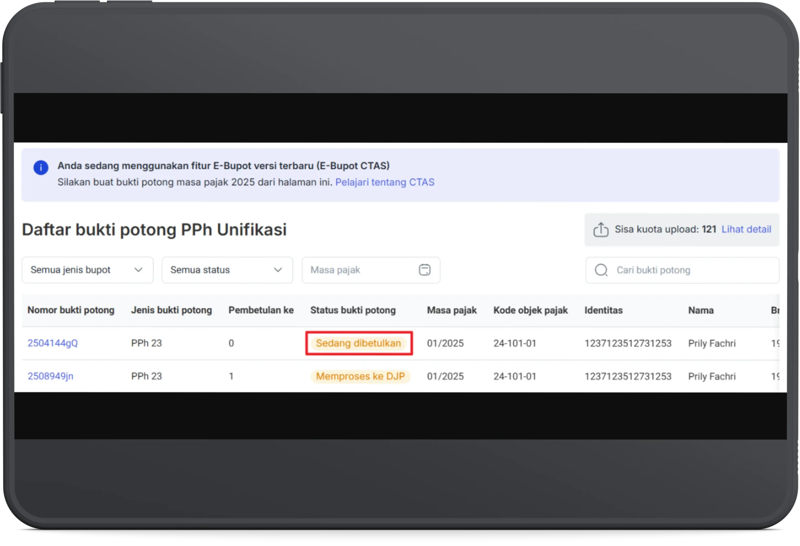 Cara ubah ebupot unifikasi 4