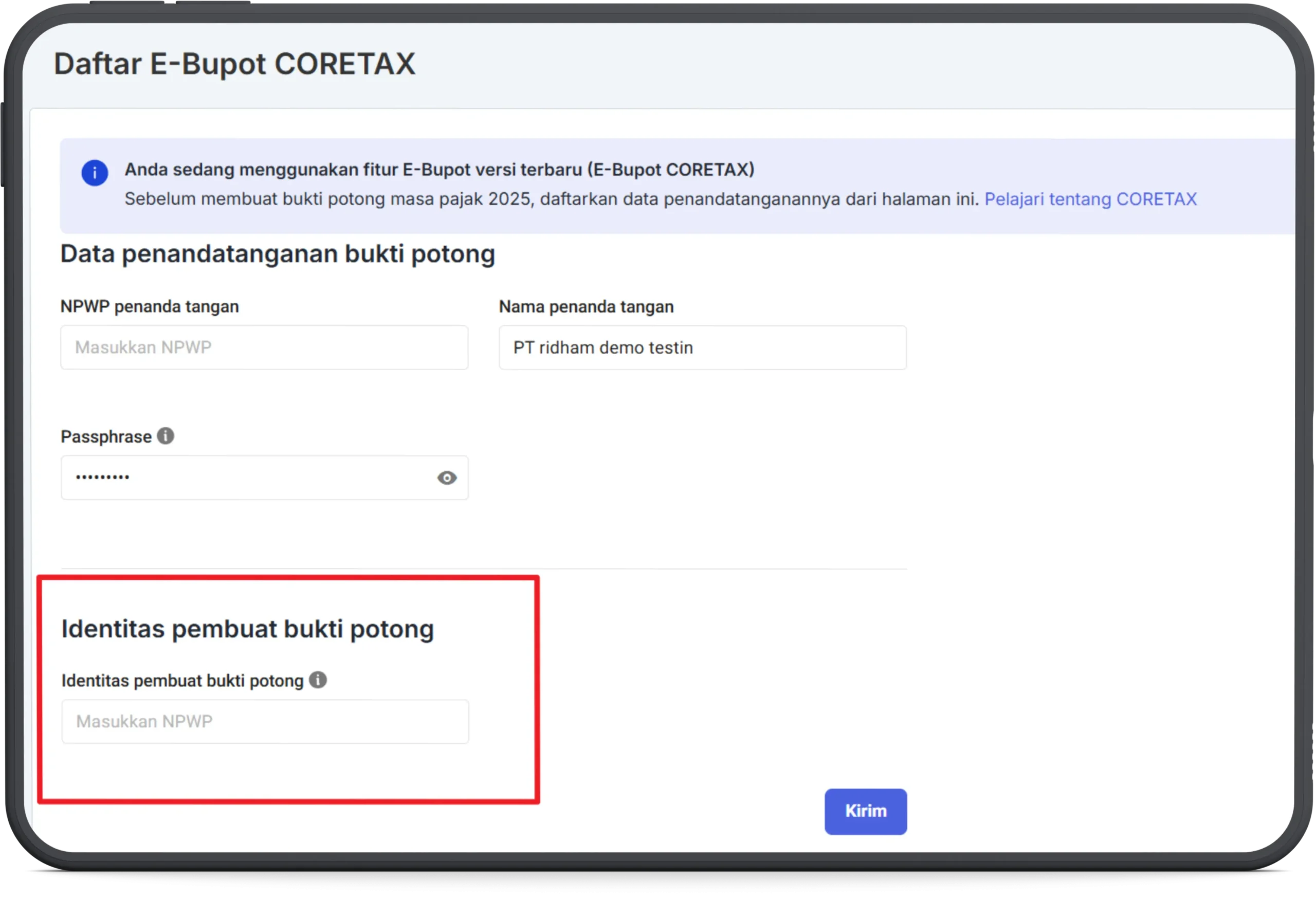 Daftar eBupot coretax unifikasi mekari klikpajak