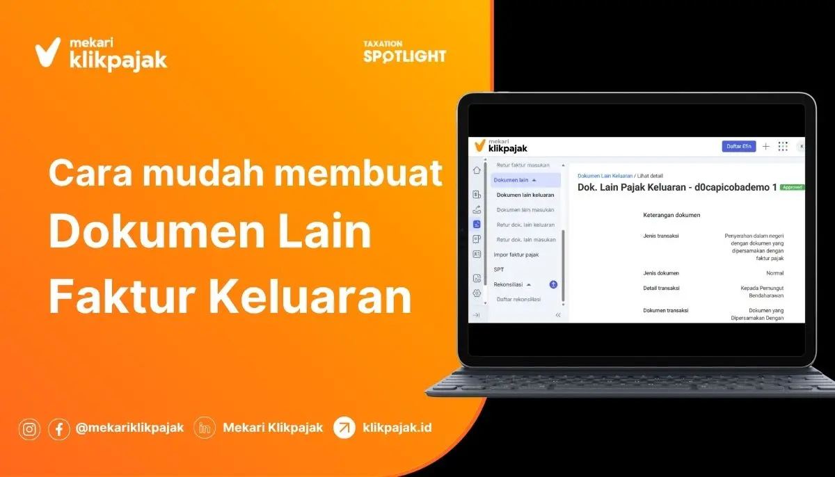 Cara Membuat Dokumen Lain Pajak Keluaran di e-Faktur