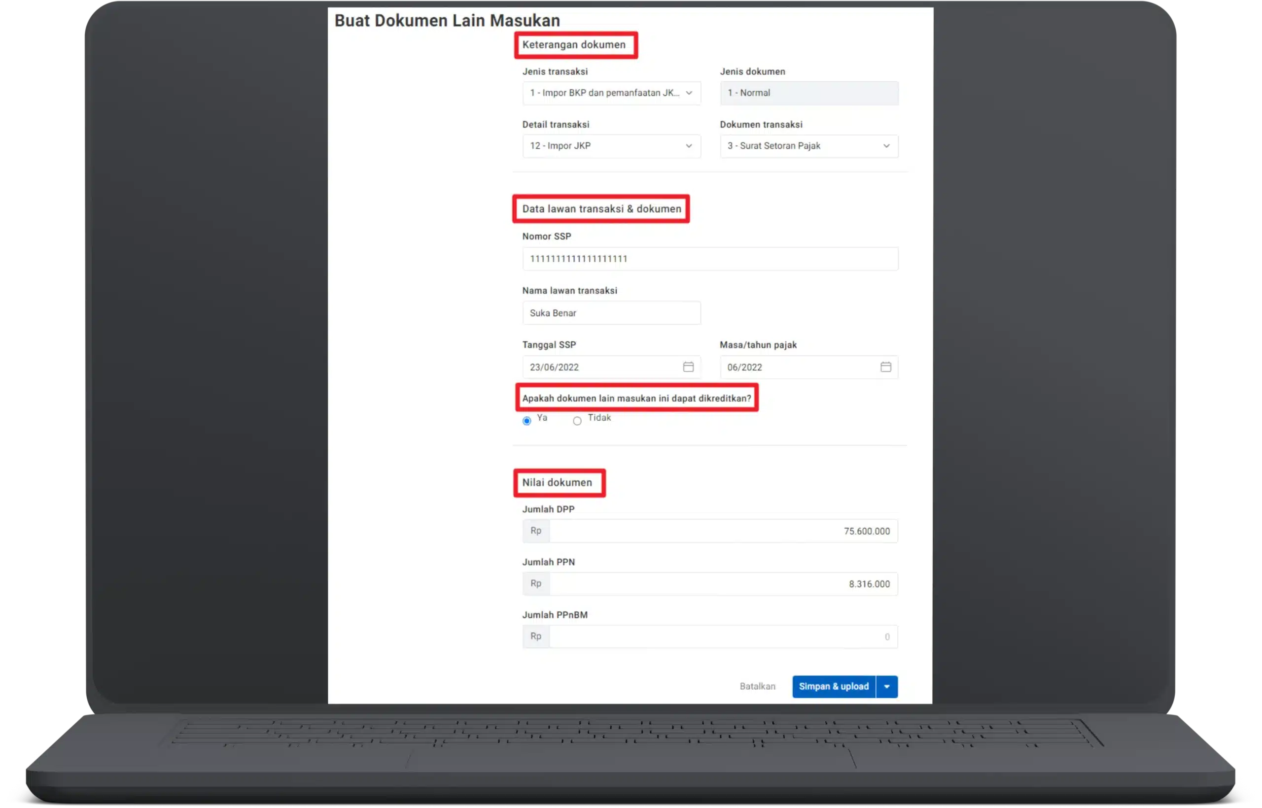 Cara Input Dokumen Lain Pajak Masukan 2