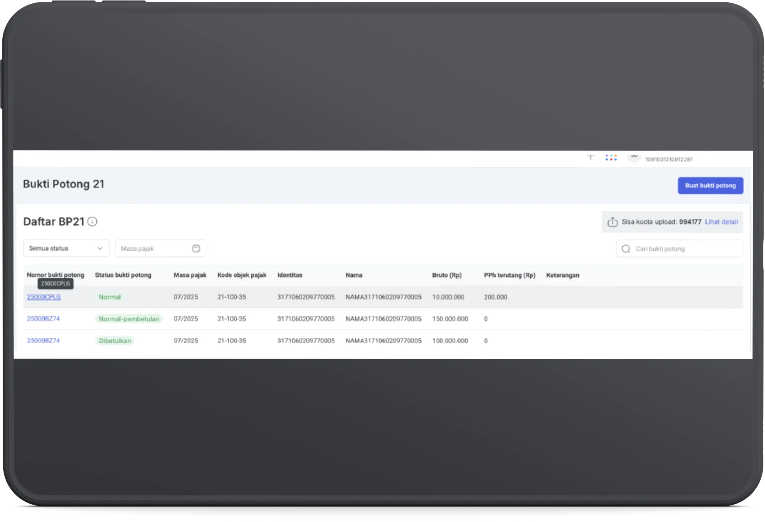 Cara Membatalkan Bukti Potong PPh 21 dan 26 di e-Bupot