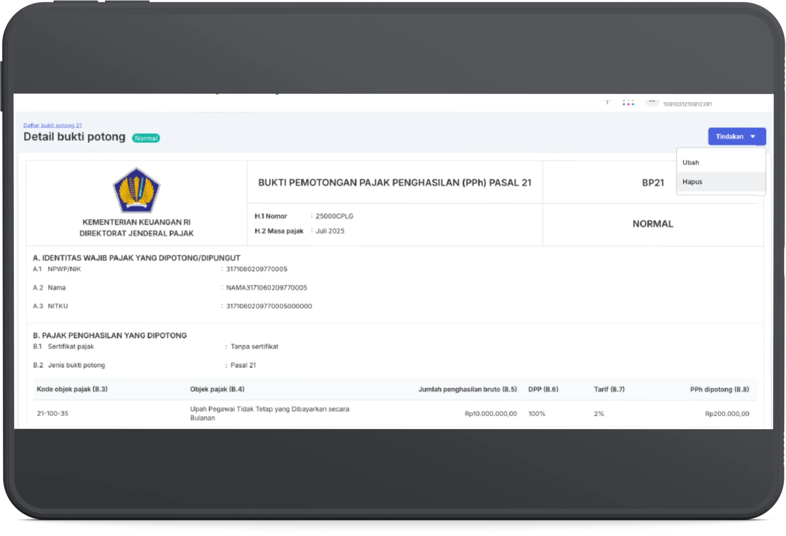 Cara Pembatalan e-Bupot PPh 21 dan 26