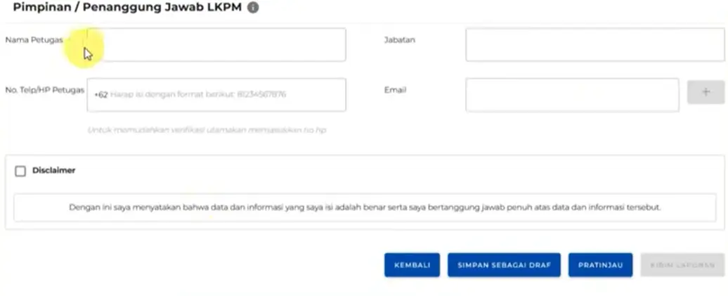 Sumbit Pengisian Laporan LKPM OSS