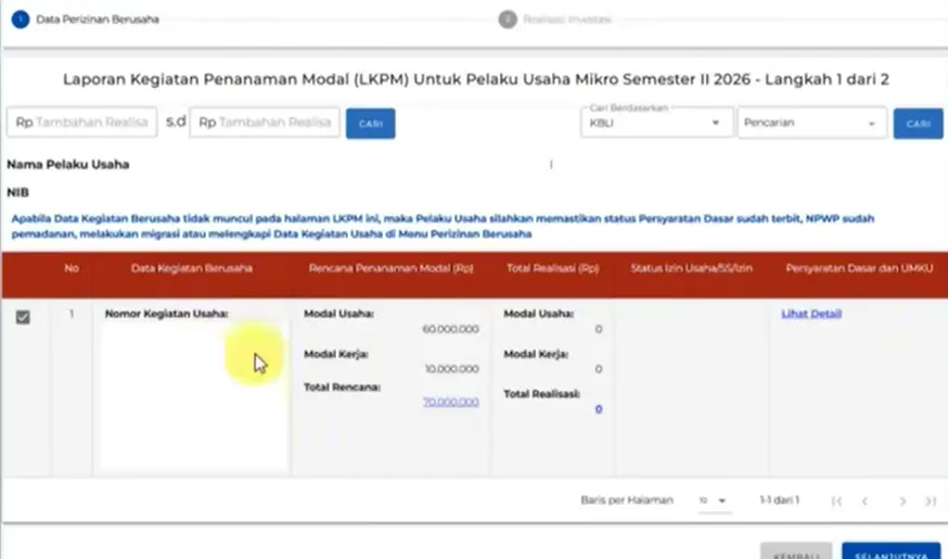 Pengisian Realisasi Investasi dalam LKPM OSS