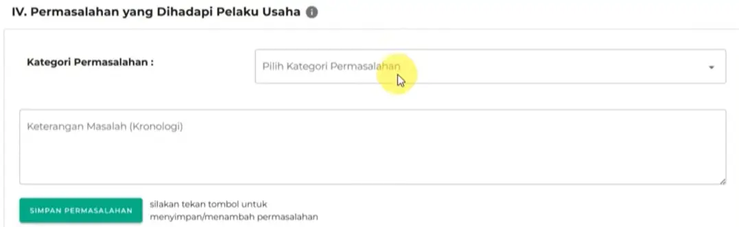 Kolom Pengisian Hambatan Usaha di LKPM OSS